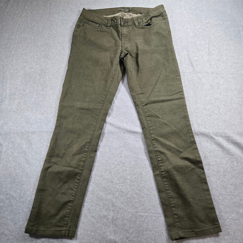 Prana Kara Jeans Olive Green Straight Leg Stretch Denim Pants Womens 4/27